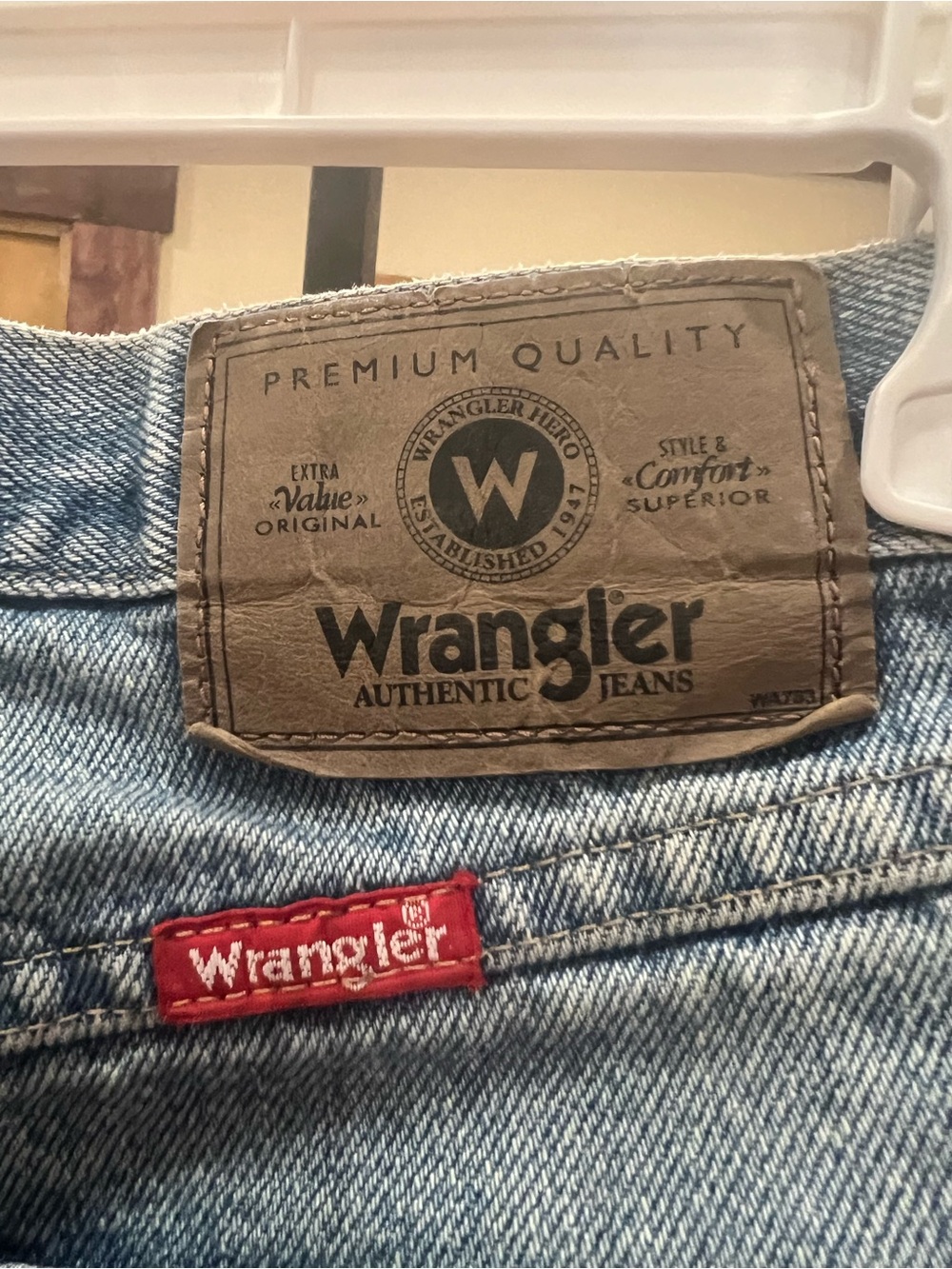Wrangler Blue Denim Jeans with Red Logo Tab
